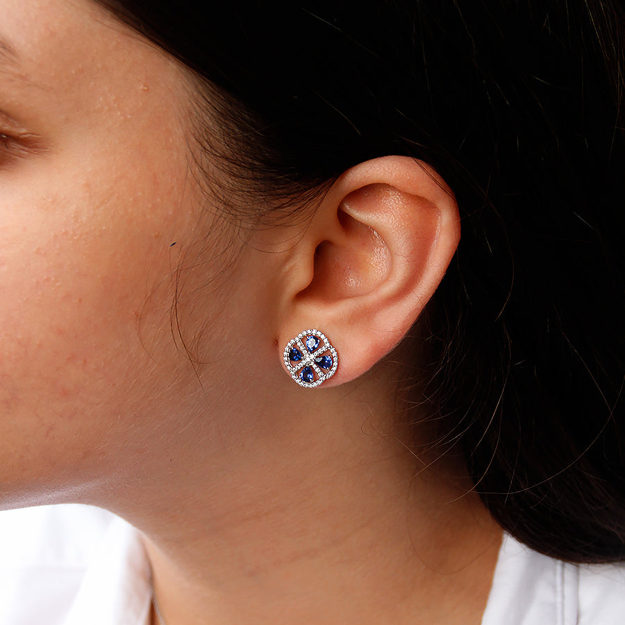 Diamond & Blue Sapphire Earrings