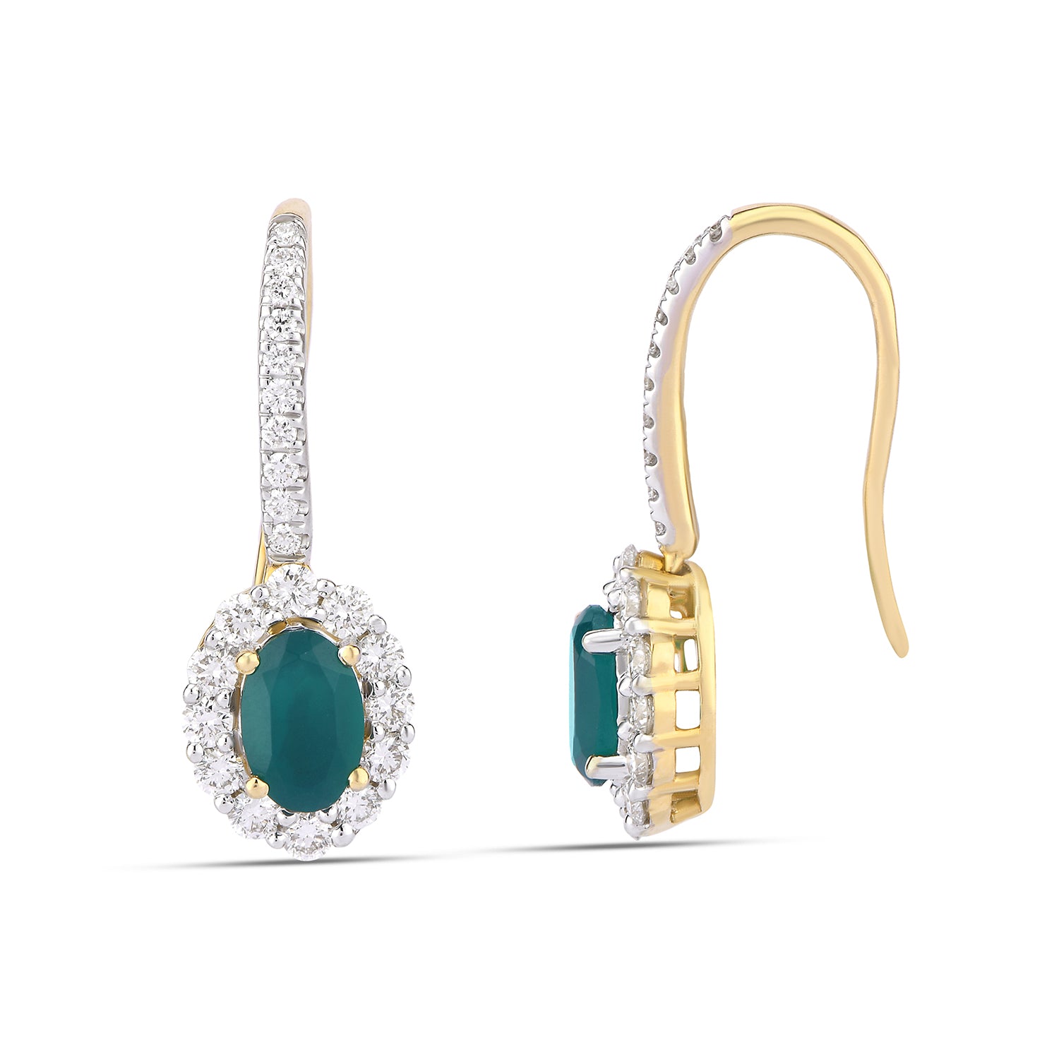 Green Emerald Diamond Earrings