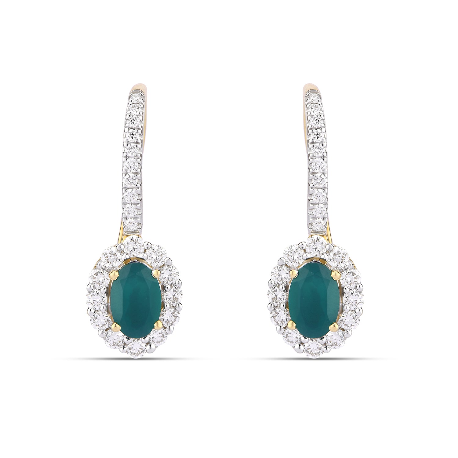 Green Emerald Diamond Earrings