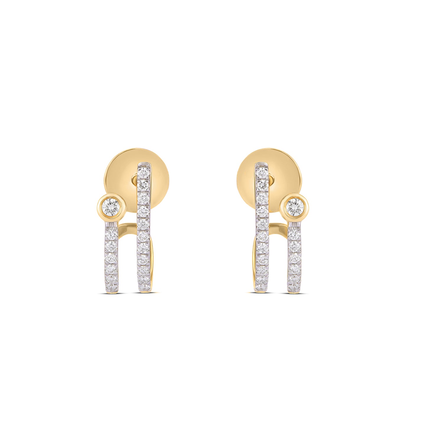 Half Micro Bezel Huggie Earrings