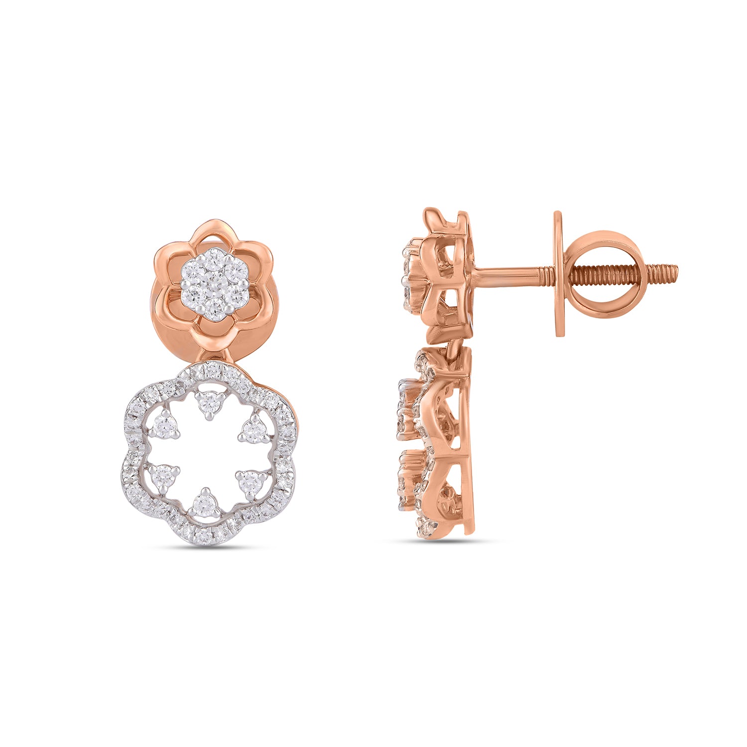 Encircling Floral Diamond Drop Earrings