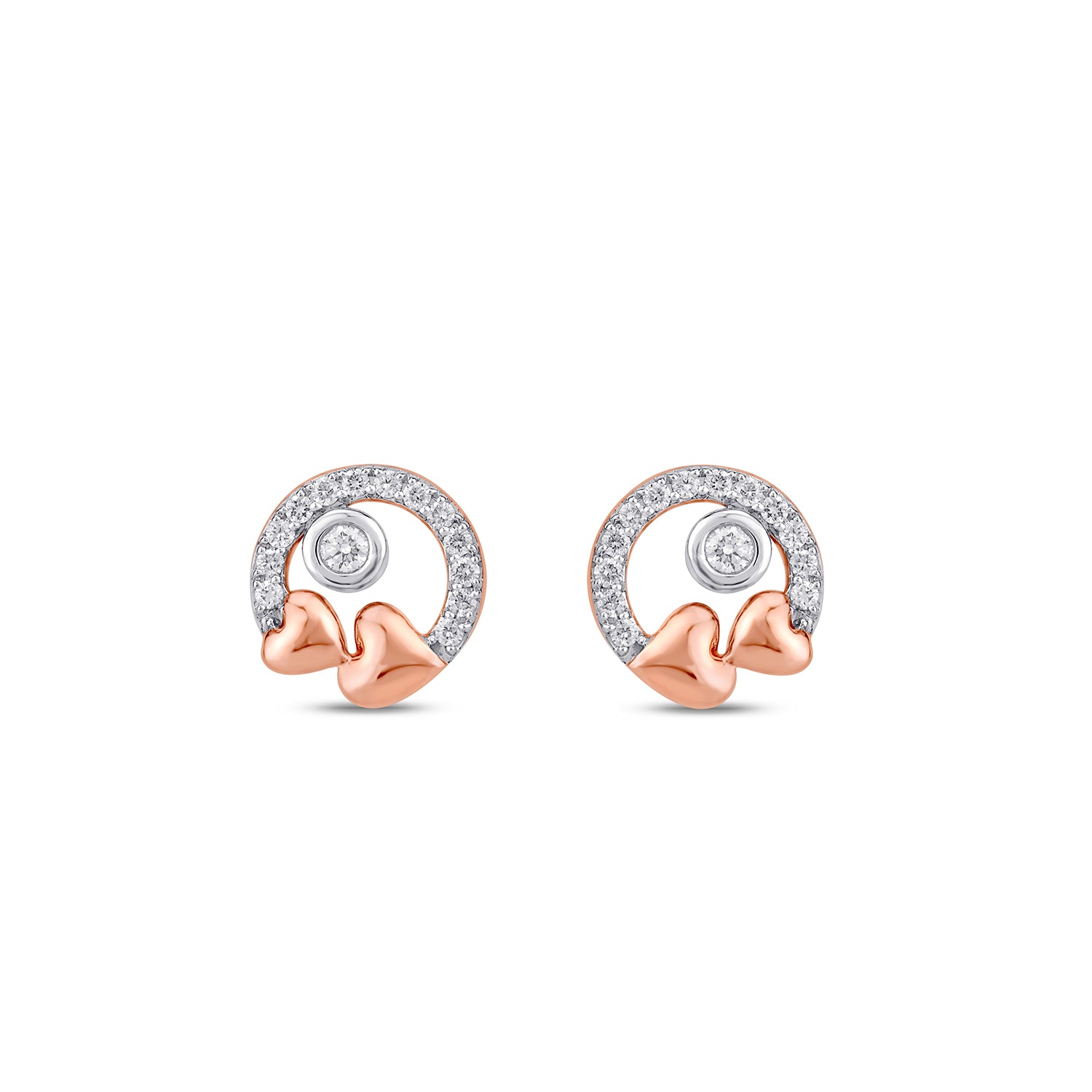 Double Heart Diamond Studs