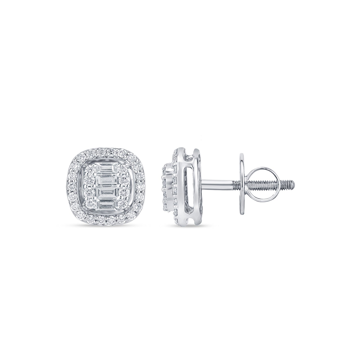 Cushion Shape Composite Diamond Stud Earrings