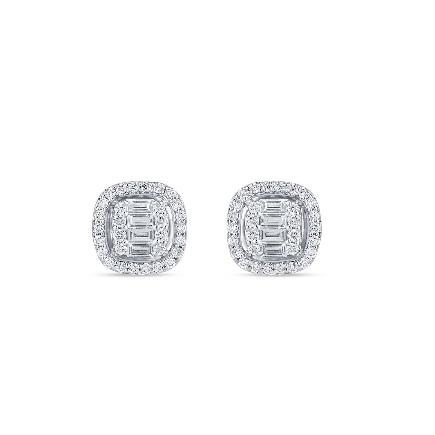 Cushion Shape Composite Diamond Stud Earrings