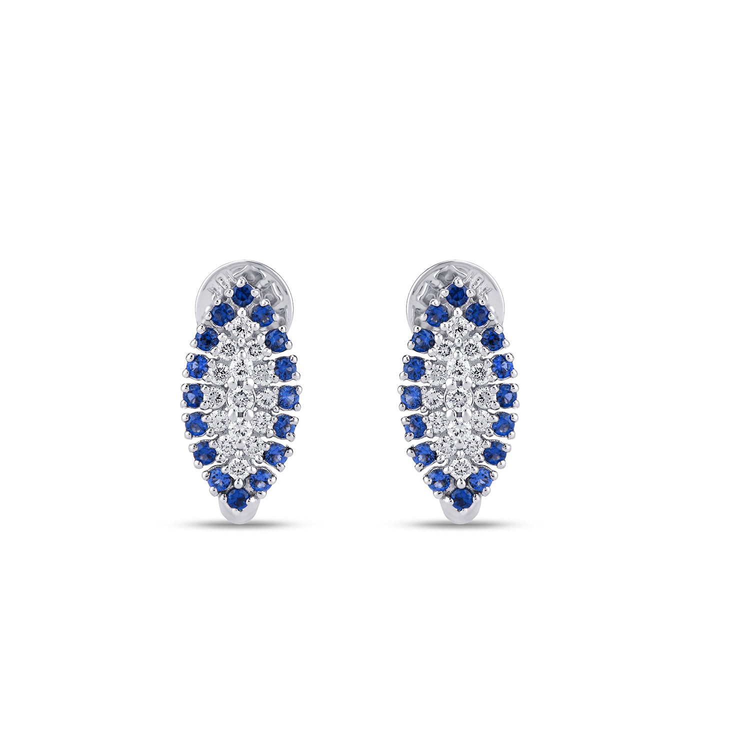 Dainty Blue Sapphire and Diamond Stud Earrings