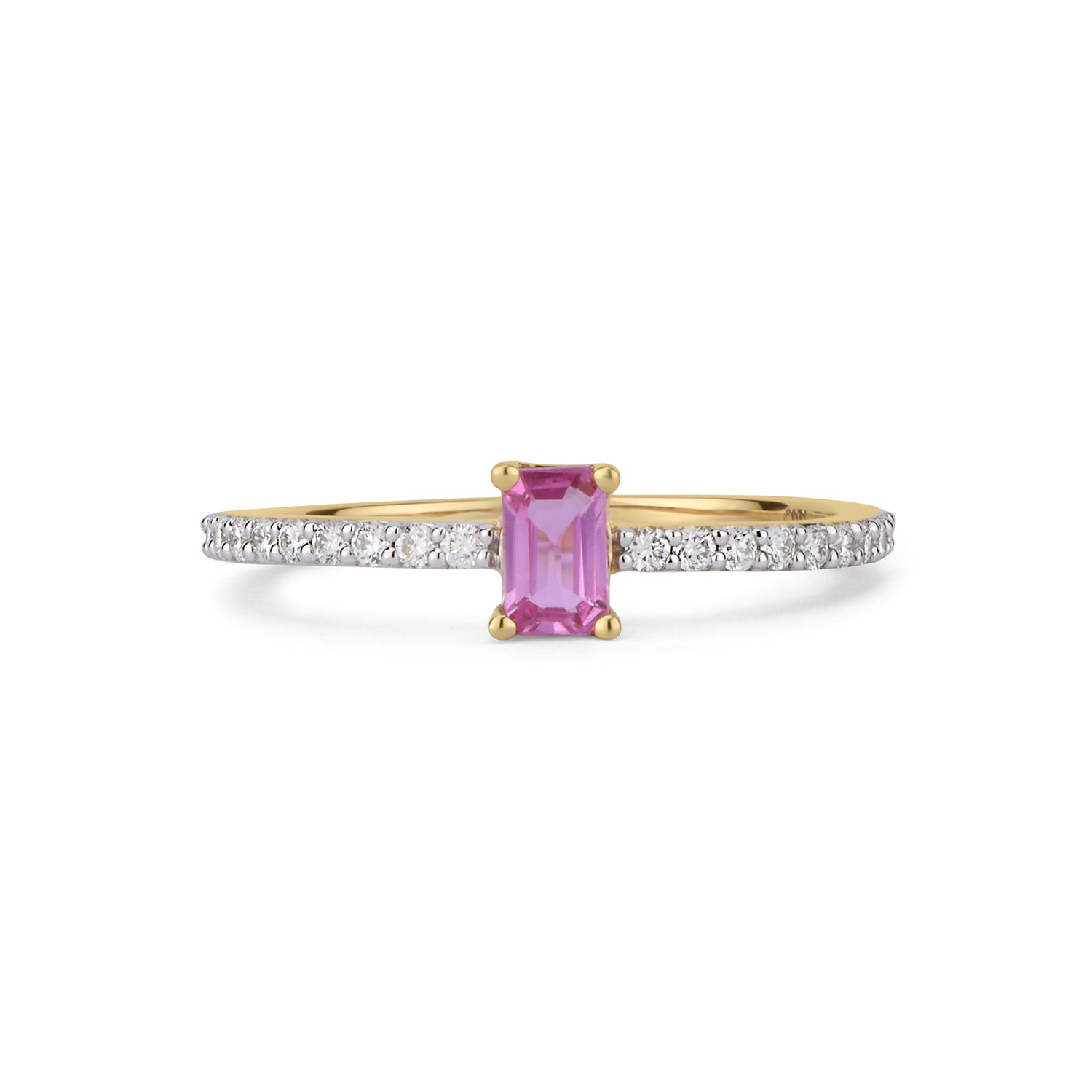 Emerald Cut Pink Sapphire Diamond Ring