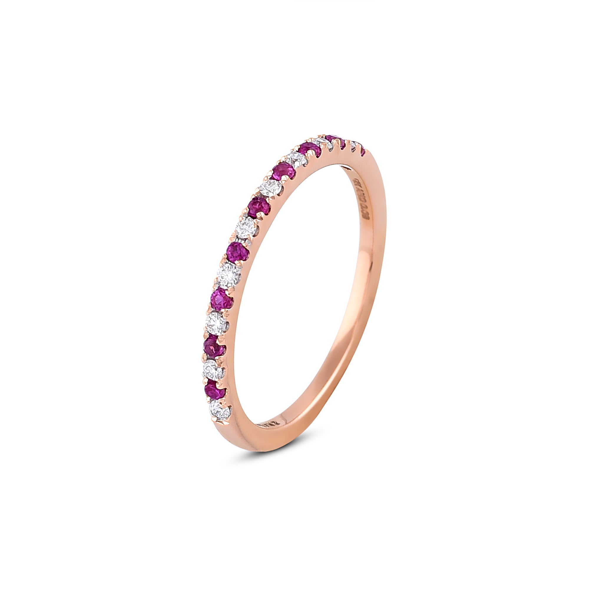 Classic Half Eternity Ruby and Diamond Ring