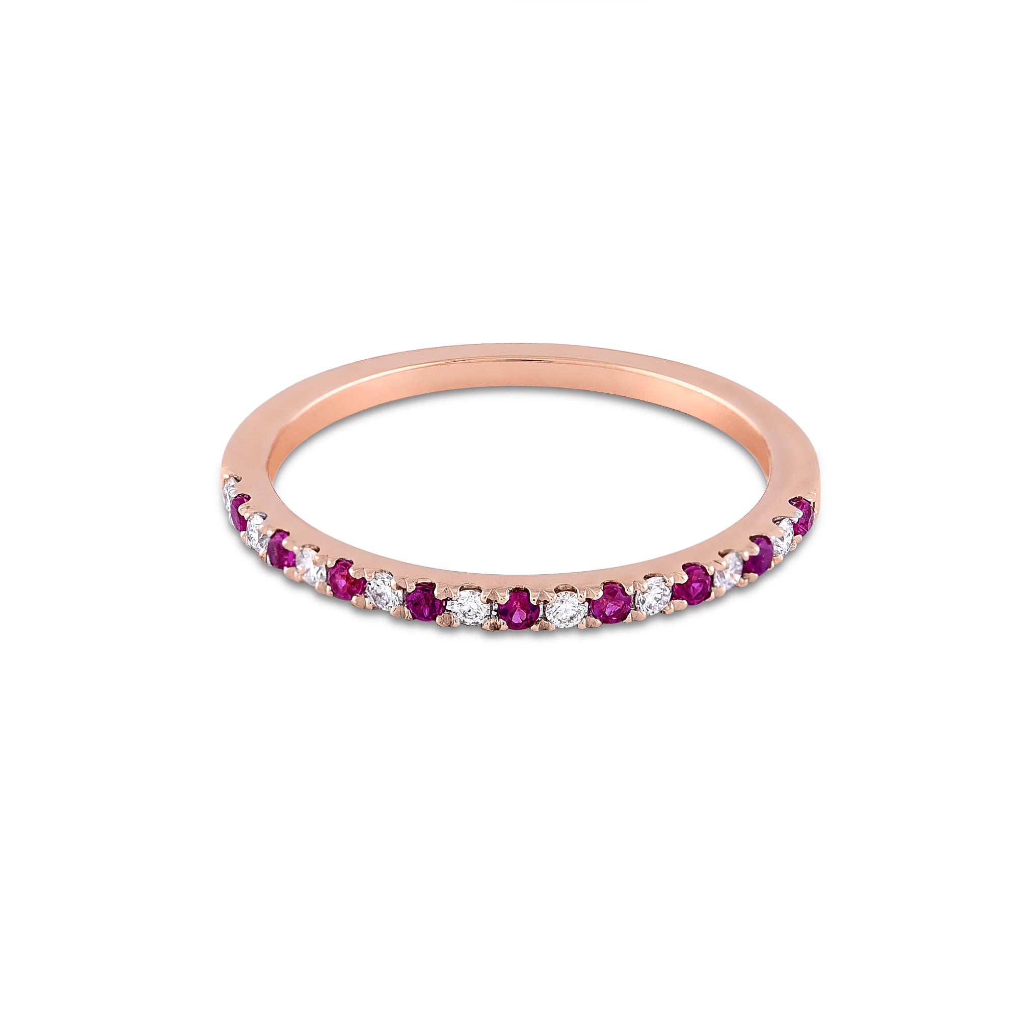 Classic Half Eternity Ruby and Diamond Ring