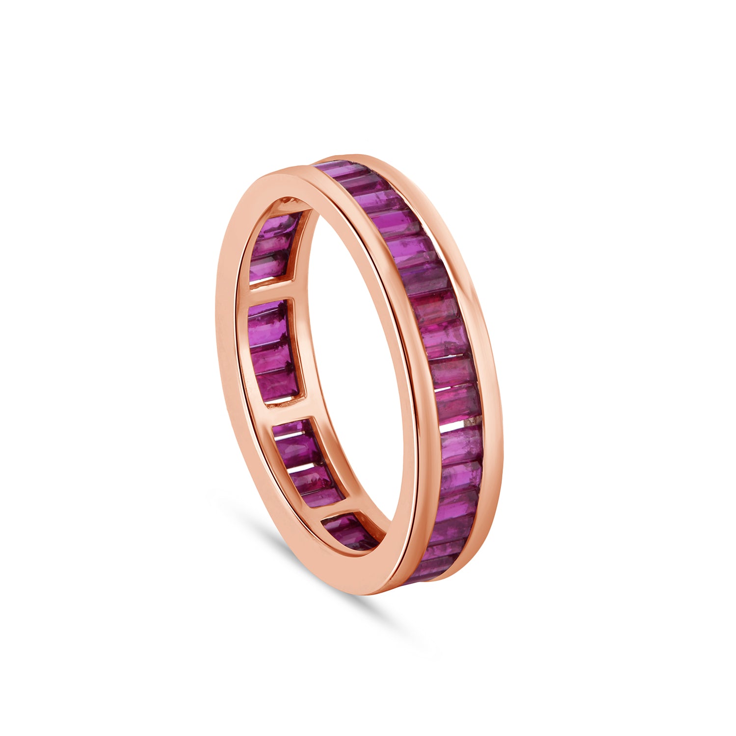 Red Ruby Baguette Eternity band